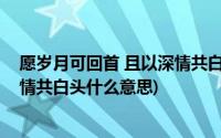 愿岁月可回首 且以深情共白头的意思(愿岁月可回首且以深情共白头什么意思)