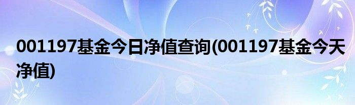 001197基金今日净值查询 001197基金今天净值