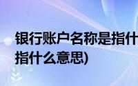 银行账户名称是指什么意思(银行账户名称是指什么意思)