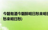 今朝有酒今朝醉明日愁来明日愁啥意思(今朝有酒今朝醉明日愁来明日愁)