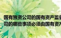 国有独资公司的国有资产监督管理机构可以授权(国有独资公司的哪些事项必须由国有资产监督管理机构决定)