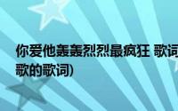 你爱他轰轰烈烈最疯狂 歌词(我爱他轰轰烈烈最疯狂是哪首歌的歌词)