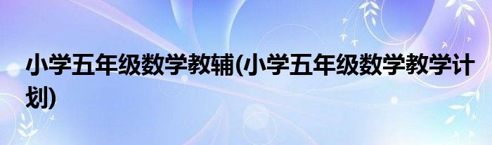 小学五年级数学教辅 小学五年级数学教学计划