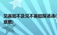 见善如不及见不善如探汤汤(见善如不及见不善如探汤是什么意思)