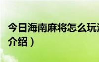 今日海南麻将怎么玩法（海南麻将的各种玩法介绍）