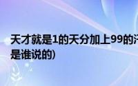 天才就是1的天分加上99的汗水(天才是1的天分加99的汗水是谁说的)