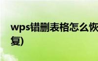 wps错删表格怎么恢复(wps表格误删怎么恢复)