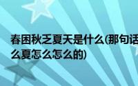 春困秋乏夏天是什么(那句话怎么说来着 什么春乏秋困 冬怎么夏怎么怎么的)