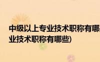 中级以上专业技术职称有哪些 杭州人才居住证(中级以上专业技术职称有哪些)