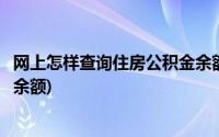 网上怎样查询住房公积金余额还款(网上怎样查询住房公积金余额)