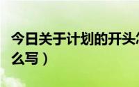 今日关于计划的开头怎么写（工作计划开头怎么写）