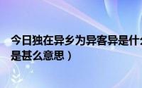 今日独在异乡为异客异是什么意思啊（独在异乡为异客的异是甚么意思）