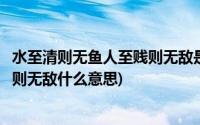 水至清则无鱼人至贱则无敌是什么意思(水至清则无鱼人至贱则无敌什么意思)