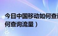 今日中国移动如何查询流量套餐（中国移动如何查询流量）