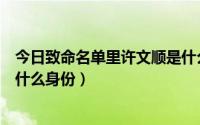 今日致命名单里许文顺是什么身份呢（致命名单里许文顺是什么身份）