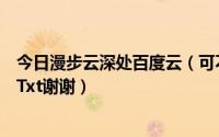 今日漫步云深处百度云（可不可以帮忙发给我漫步云深处的Txt谢谢）