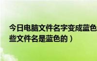 今日电脑文件名字变成蓝色（为什么在WINDOWS里面有些文件名是蓝色的）