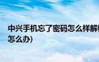 中兴手机忘了密码怎么样解锁?(中兴手机解锁密码忘记了该怎么办)