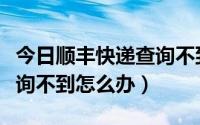 今日顺丰快递查询不到单号信息（顺丰快递查询不到怎么办）