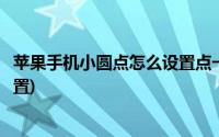 苹果手机小圆点怎么设置点一下返回(苹果手机小圆点怎么设置)