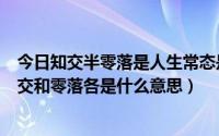 今日知交半零落是人生常态是什么意思（知交半零落中的知交和零落各是什么意思）