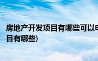 房地产开发项目有哪些可以申请政府优惠政策(房地产开发项目有哪些)