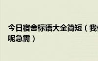 今日宿舍标语大全简短（我们是118宿舍用什么宿舍标语好呢急需）