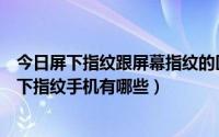 今日屏下指纹跟屏幕指纹的区别（屏下指纹的定义及优势屏下指纹手机有哪些）