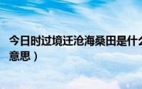 今日时过境迁沧海桑田是什么歌（时过境迁沧海桑田 是什么意思）