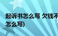 起诉书怎么写 欠钱不还(欠钱不还怎么起诉书怎么写)