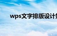 wps文字排版设计好看(wps文字排版)