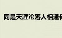 同是天涯沦落人相逢何必曾相识的意思理解