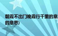 朝霞不出门晚霞行千里的意思视频(朝霞不出门 晚霞行千里的意思)