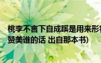 桃李不言下自成蹊是用来形容谁的(桃李不言 下自成蹊 是谁赞美谁的话 出自那本书)