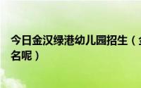 今日金汉绿港幼儿园招生（金汉绿港幼儿园什么时候正式报名呢）