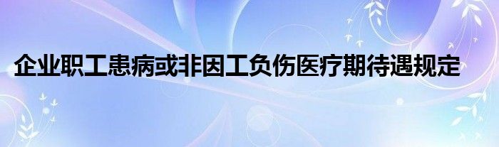 企业职工患病或非因工负伤医疗期待遇规定