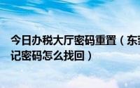 今日办税大厅密码重置（东莞市国家税务局网上办税大厅忘记密码怎么找回）