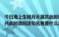 今日海上生明月天涯共此时是什么的佳句（海上生明月天涯共此时请问这句名言是什么意思）