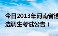 今日2013年河南省选调生公告（2013年河南选调生考试公告）