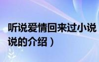 听说爱情回来过小说（关于听说爱情回来过小说的介绍）