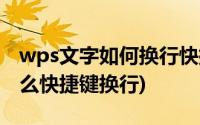 wps文字如何换行快捷键(在Wps中打字有什么快捷键换行)