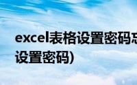 excel表格设置密码忘记了怎么办(excel表格设置密码)