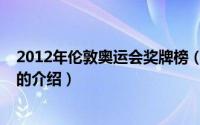 2012年伦敦奥运会奖牌榜（关于2012年伦敦奥运会奖牌榜的介绍）