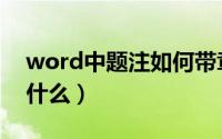 word中题注如何带章节号（word中题注是什么）