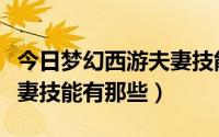 今日梦幻西游夫妻技能有哪些（梦幻西游中夫妻技能有那些）