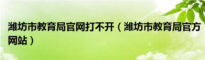 潍坊市教育局官网打不开（潍坊市教育局官方网站）